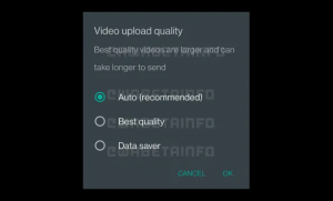 WhatsApp video kalitesi seçenekleri