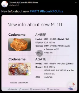 Xiaomi Mi 11T ve Redmi K40 Ultra