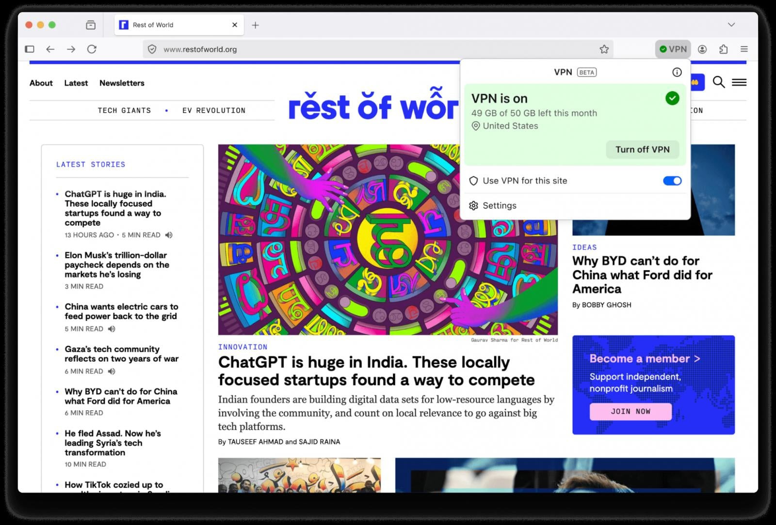 Firefox Ücretsiz VPN Sunmaya Başladı